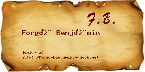 Forgó Benjámin névjegykártya